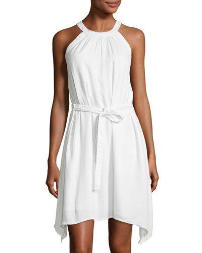 Akezee Belted Asymmetric Dress