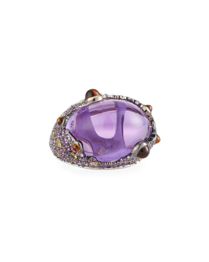 18k White Gold, Amethyst & Sapphire Ring,