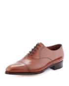Philip Ii Cap-toe Leather Oxford, Dark Brown