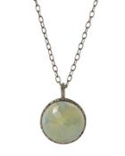 Long Sapphire & Diamond Round Pendant Necklace