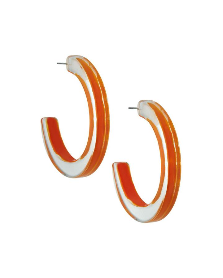 Skinny Acrylic Hoop Earrings, Orange
