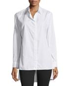 Oversized High-low Cotton Blouse, White