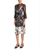 Luciela 3/4-sleeve Lace-overlay Dress