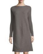 Long-sleeve Pintuck-stitched Dress