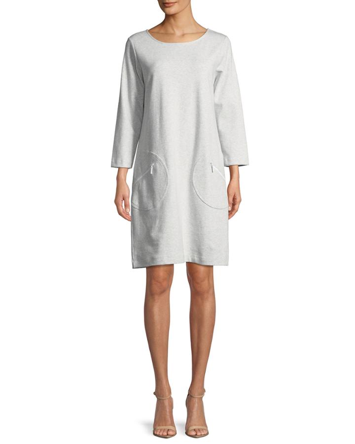 Circle-pocket Cotton Shift Dress,