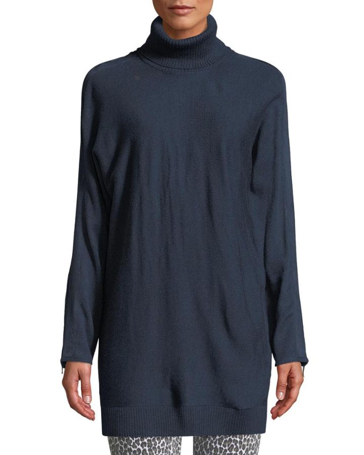 Dolman-sleeve Zip-back Turtleneck