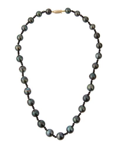 Tahitian Black Pearl & Spinel Necklace