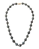 Tahitian Black Pearl & Spinel Necklace