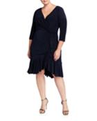 Plus Size Twisted-front Draped Ruffle Dress