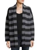 Cashmere Striped Open-front Cardigan