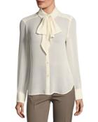 Sheer Tie-neck Button Down