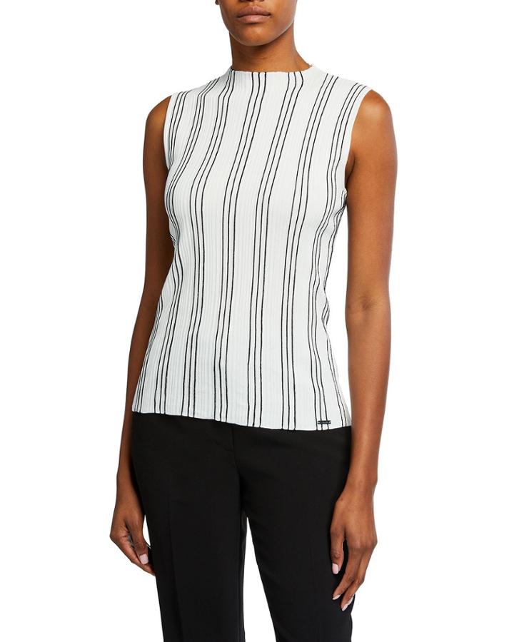 Vertical Stripe Sleeveless Pullover