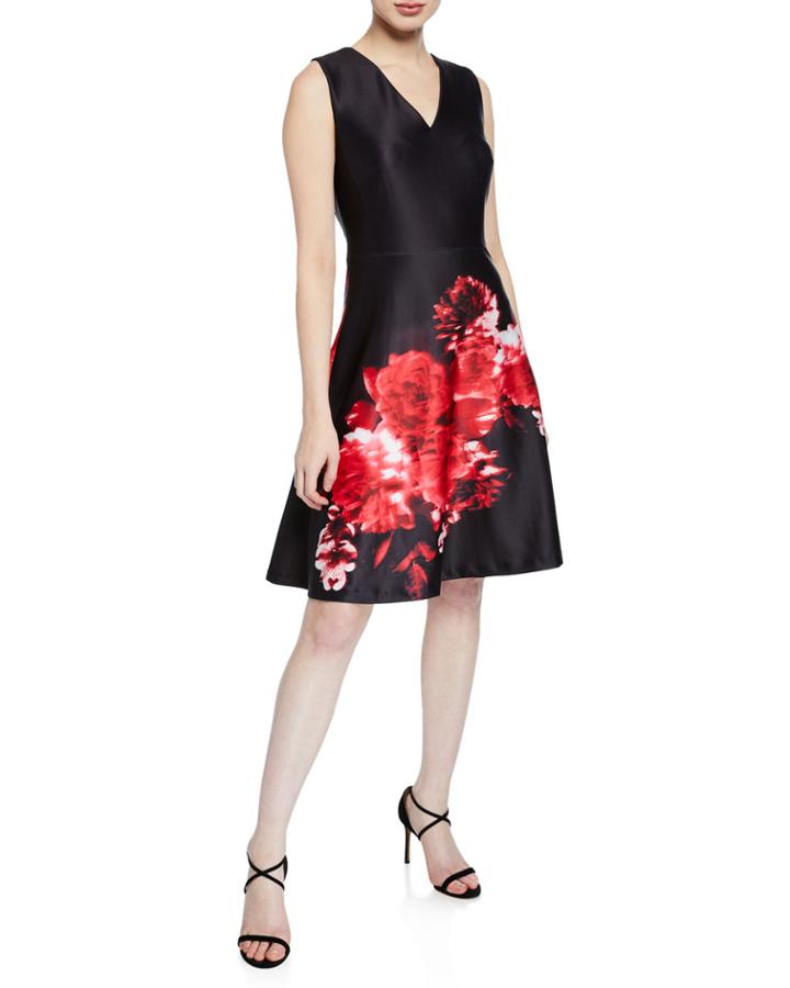 Floral-print Scuba Crepe Dress