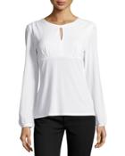 Keyhole Long-sleeve Relaxed Top, Warm White