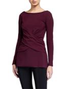 Cammy Boat-neck Long-sleeve Crossover Top