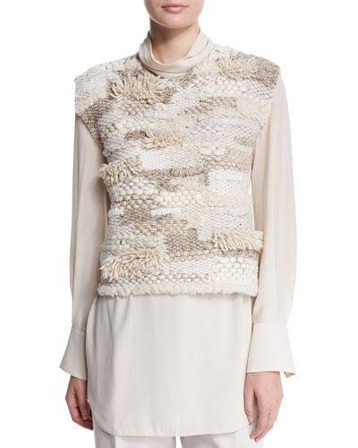 Jewel-neck Sleeveless Cropped Sweater,