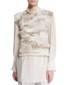 Jewel-neck Sleeveless Cropped Sweater,