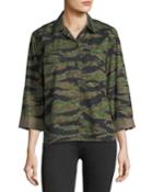 Tiger-camo Button-front Boxy