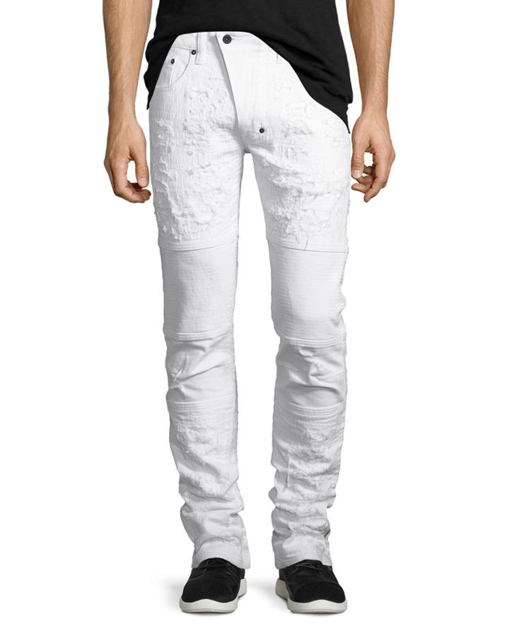 Marvel Windsor Distressed Stretch-denim Moto