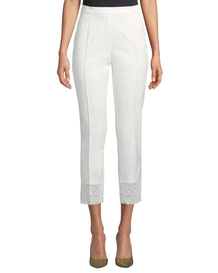 Franca Lace-trim Stretch-cotton Pants