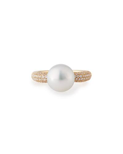18k South Sea Pearl & Diamond Ring,
