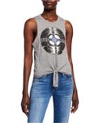 The Who Record Graphic Tie-hem Tank Top