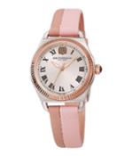 Lucia 31mm Watch W/ Fluted Bezel & Leather Strap, Pink/mauve