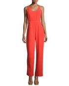 Golda Crepe Sleeveless Jumpsuit, Red