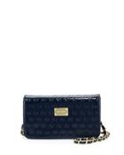 Logo-embossed Patent Crossbody Bag, Ink/gold