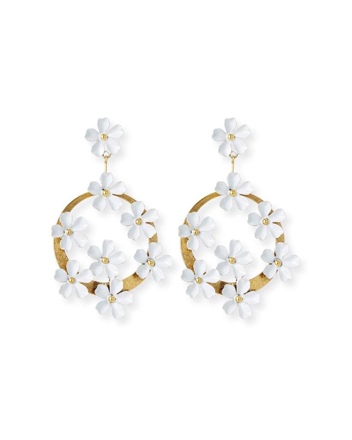 Marguerite Floral Hoop-drop Earrings