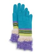 Fuzzy Striped Knit Gloves