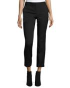 Double Weave Slim-fit Ankle Pants, Rich Black