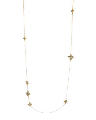 Long Asymmetric Clover Wrap Station Necklace