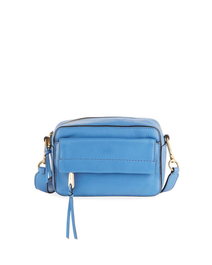 Kathlyn Leather Camera Crossbody Bag, Blue
