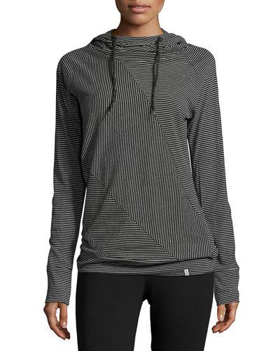 Spliced-stripe Hooded Top