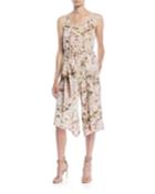 Floral-print Belted Cropped Jumpsuit