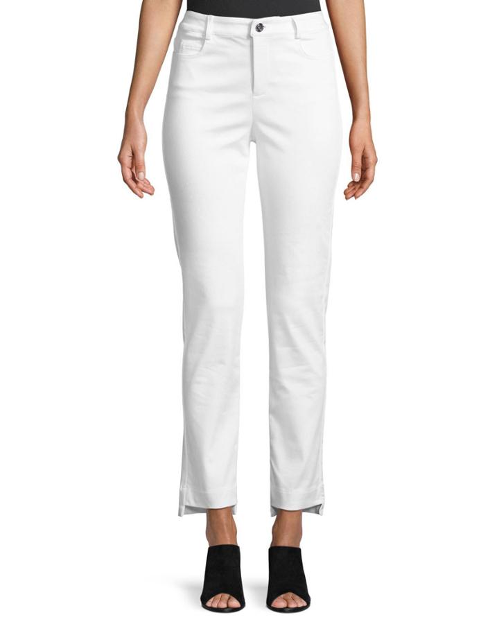 Sateen Straight-leg Jeans, White