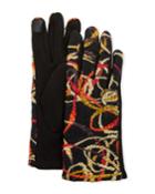 Multicolor Abstract Embroidered Yarn Text Gloves