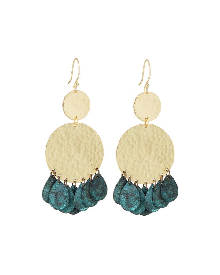 Circle Drop Earrings W/ Patina Dangles