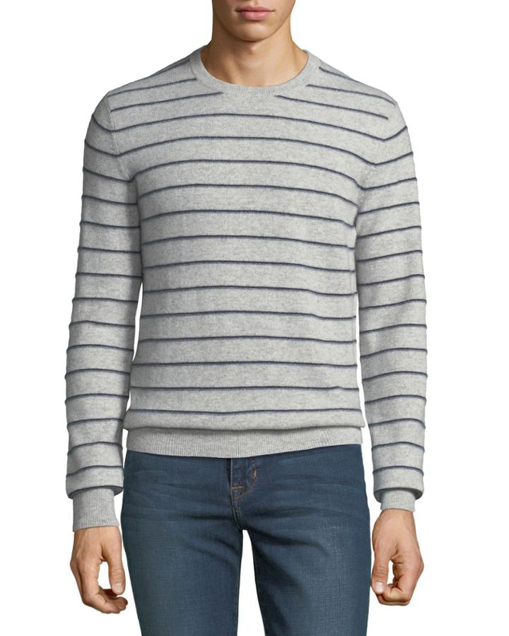 Men's Cashmere Striped Crewneck