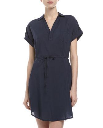 Splendid One-pocket Shirt Dress, Navy