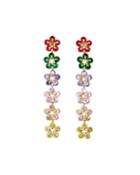 Linear Crystal Flower Earrings