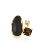 Liquid Bezel Pyramid Cocktail Ring, Black