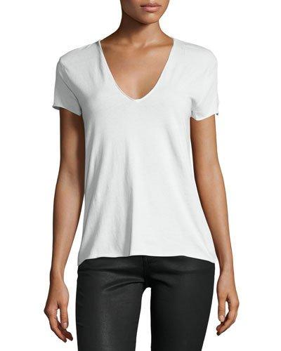 V-neck Love-inset Tee, White