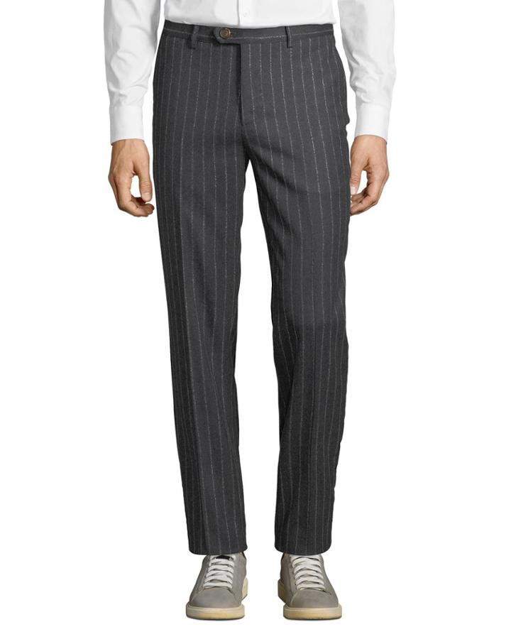 Men's Pinstriped Fitted Trousers