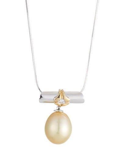 14k Golden South Sea Pearl Bar Necklace