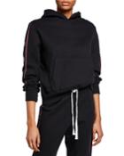 Striped Pullover Hoodie With Chest Detail