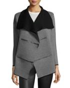 Double-face Draped Cardigan, Charcoal/black