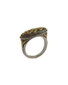 Carved Two-tone East-west Ring,