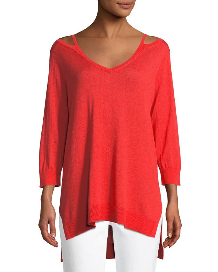 Open V-neck Easy Sweater Tunic,
